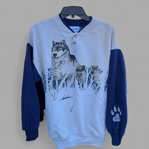 80s vintage wolf graphic crewneck